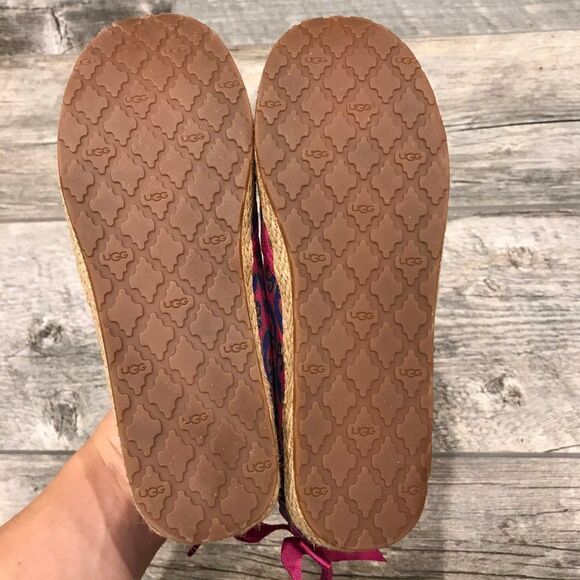 UGG Pink Canvas Indah Indahmara Lace Back Flats - Picture 10 of 14